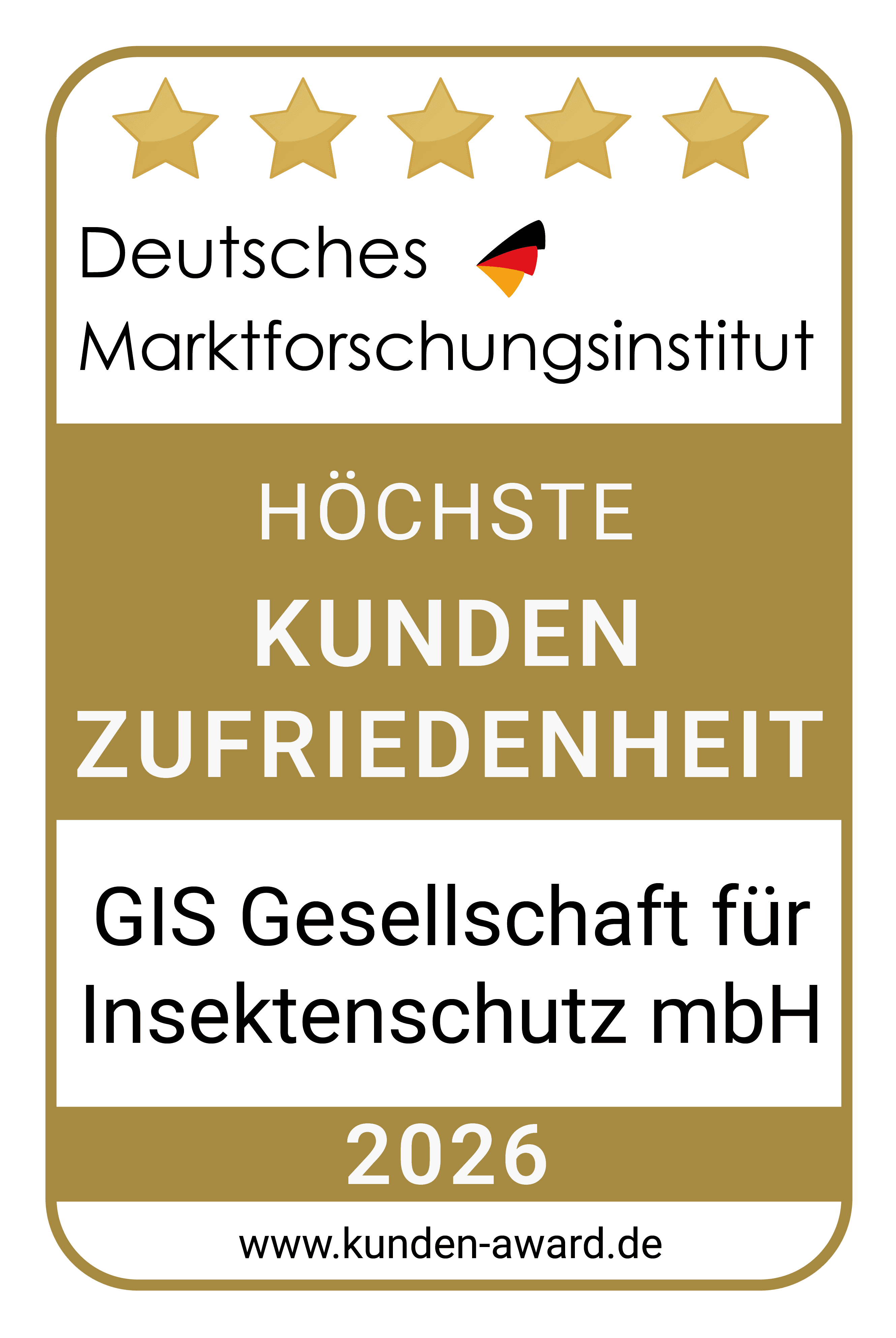 Siegel Höchste Kundenzufriedenheit 2026, Deutsches Marktforschungsinstitut